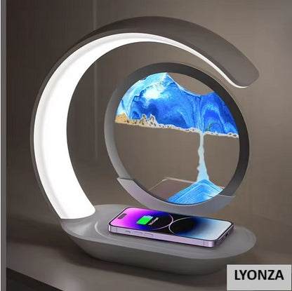 Lampe de table sablier 3D station de charge