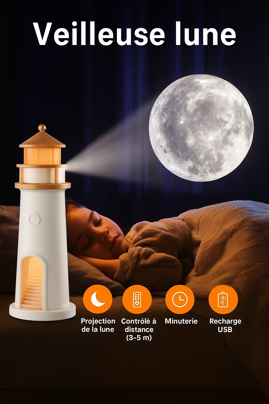 Lampe Lunaire à Projection Phare
