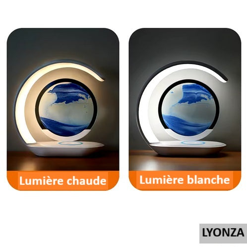 Lampe de table sablier 3D station de charge