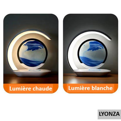 Lampe de table sablier 3D station de charge